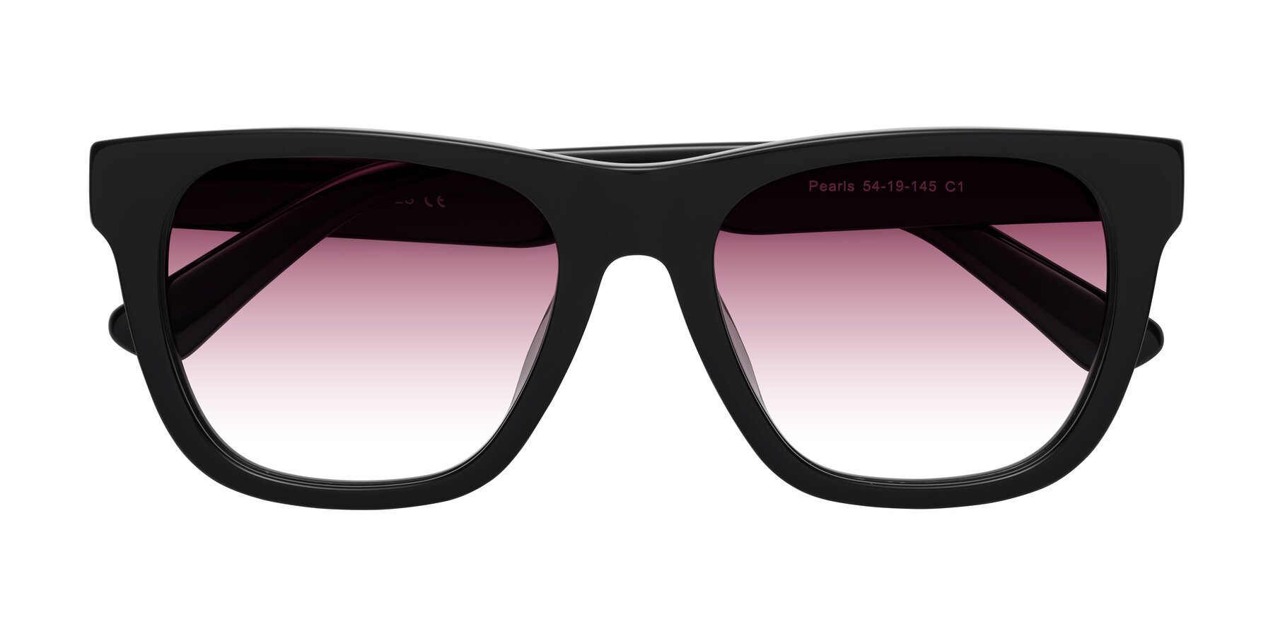 Folded Front of Pearls in Black with Wine Gradient Lenses