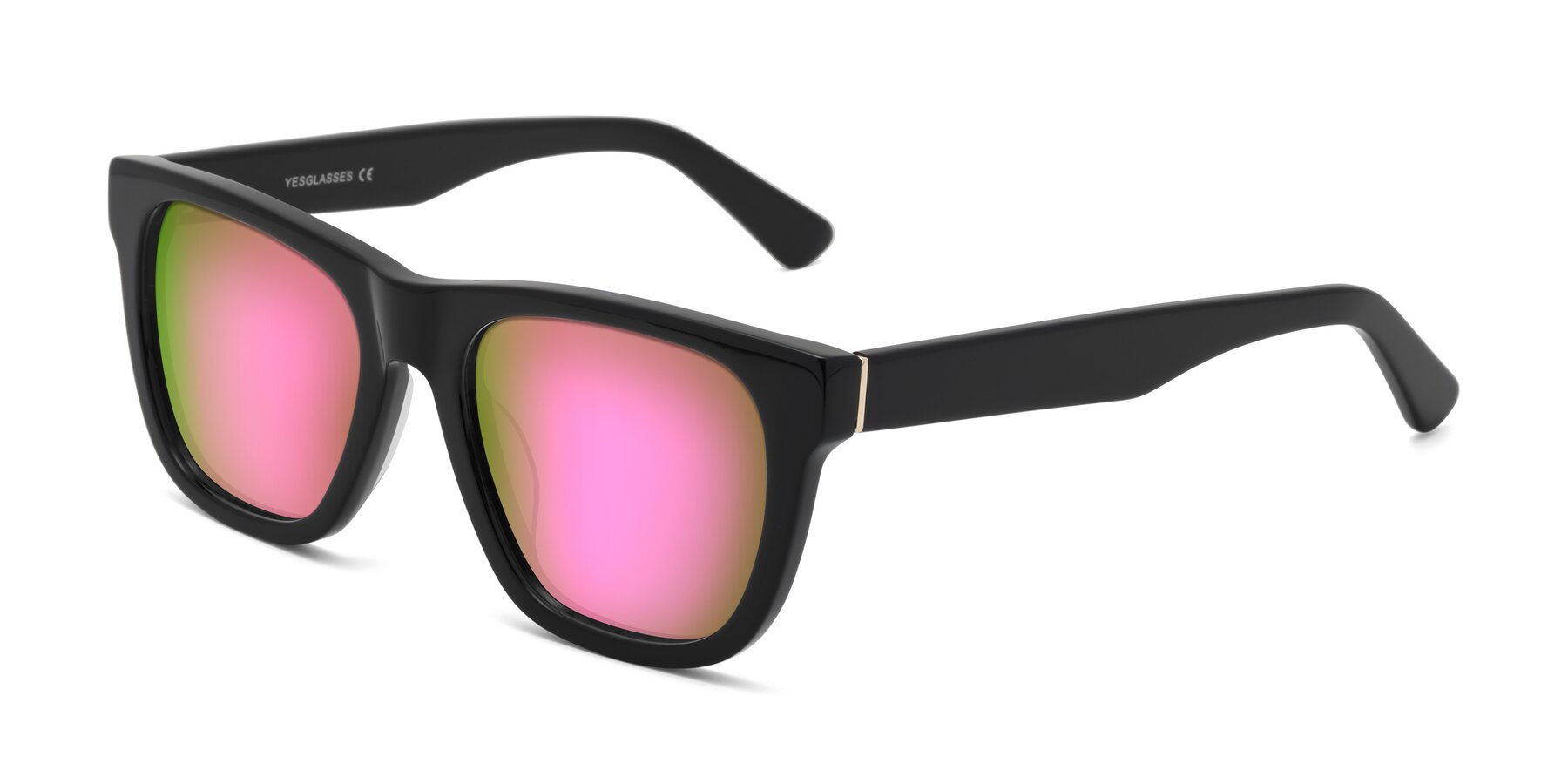 Angle of Pearls in Black with Pink Mirrored Lenses