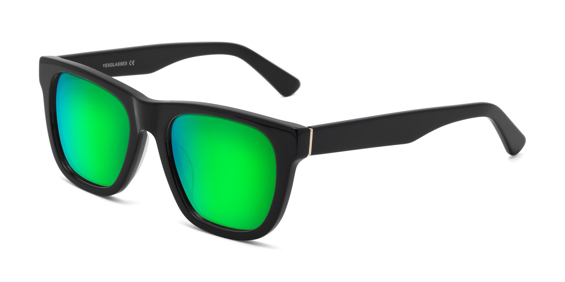 Angle of Pearls in Black with Green Mirrored Lenses