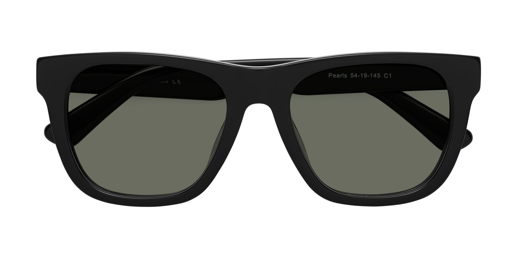 Folded Front of Pearls in Black with Gray Polarized Lenses