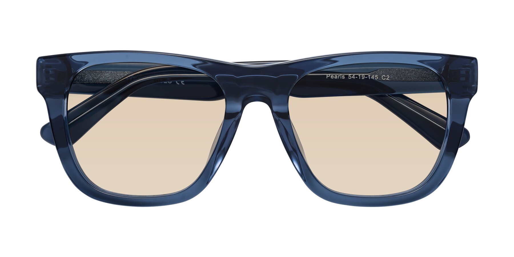 Folded Front of Pearls in Blue with Light Brown Tinted Lenses