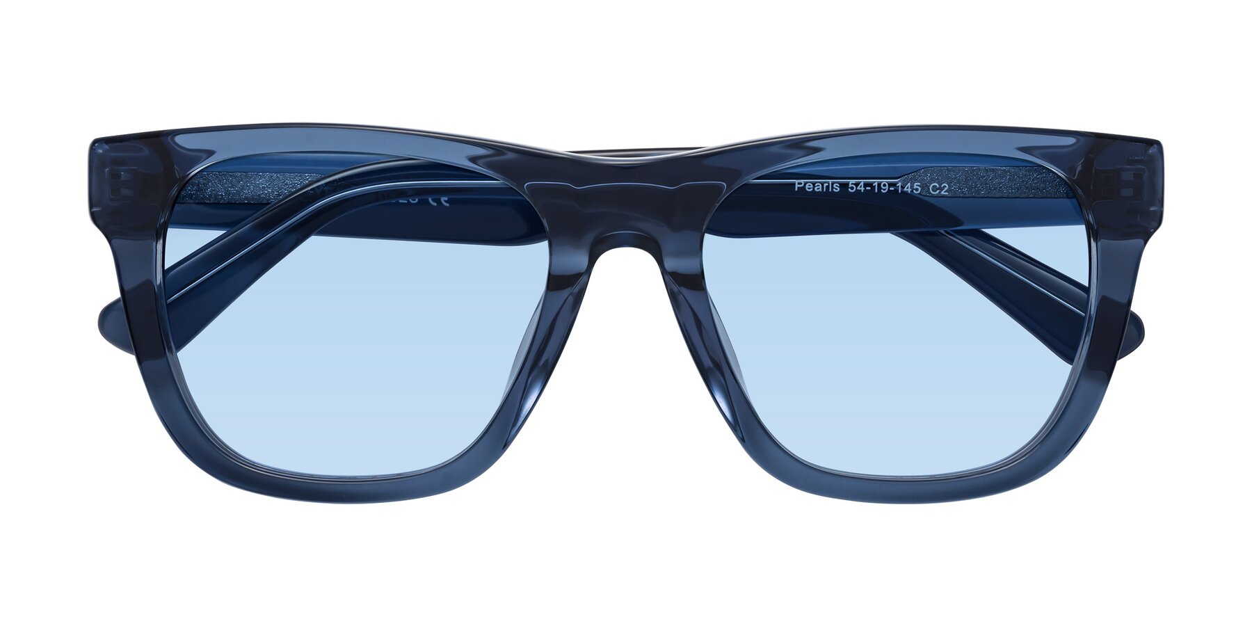 Folded Front of Pearls in Blue with Light Blue Tinted Lenses