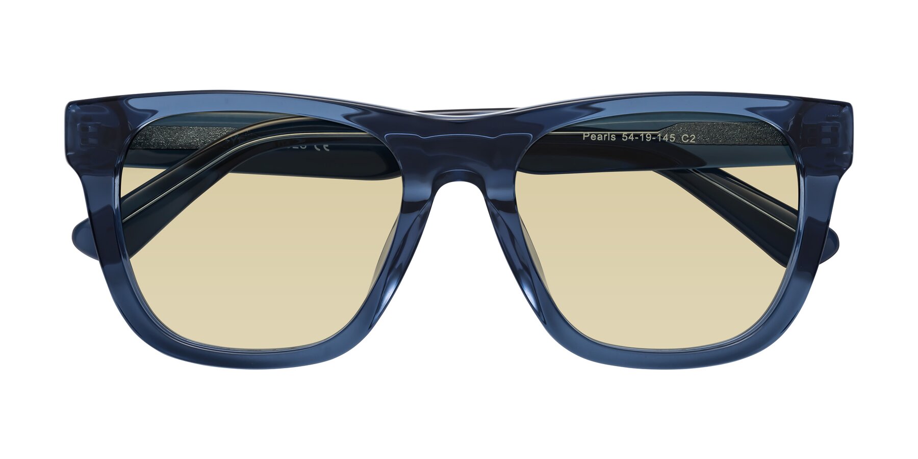 Folded Front of Pearls in Blue with Light Champagne Tinted Lenses