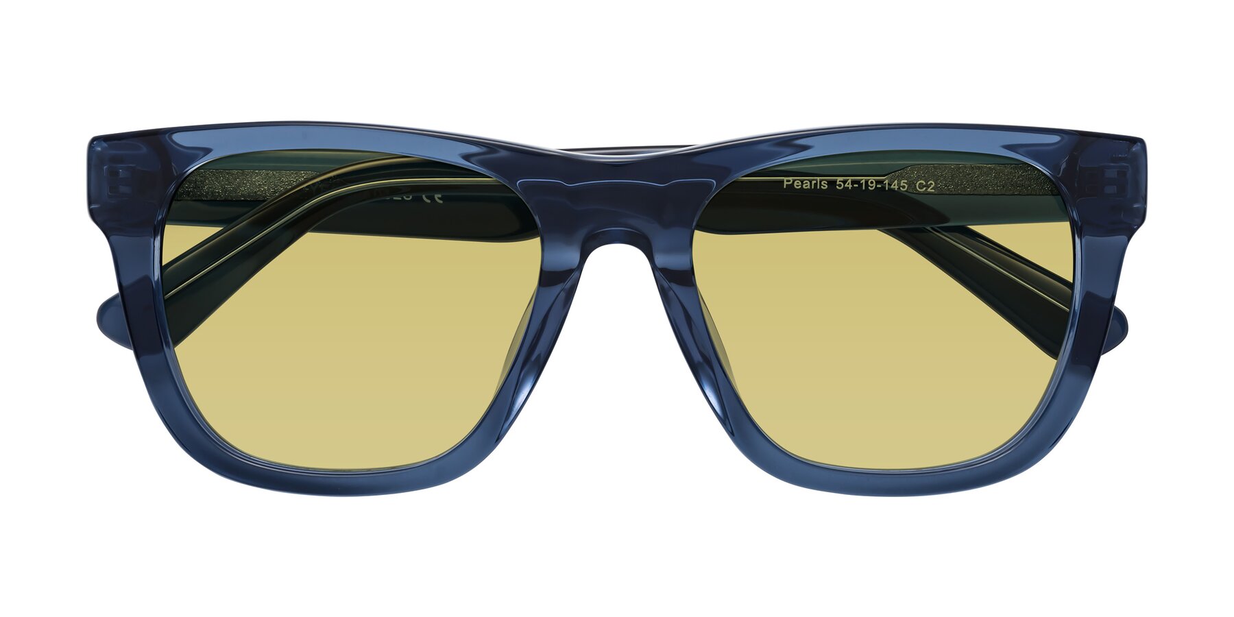 Folded Front of Pearls in Blue with Medium Champagne Tinted Lenses