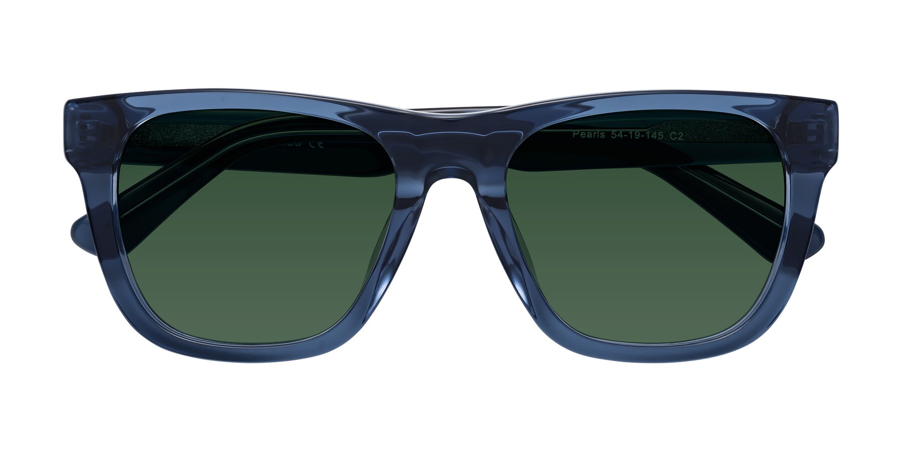 Folded Front of Pearls in Blue with Green Tinted Lenses