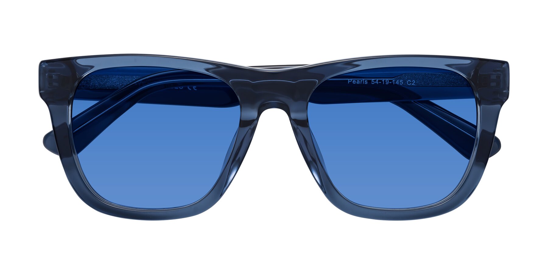 Folded Front of Pearls in Blue with Blue Tinted Lenses