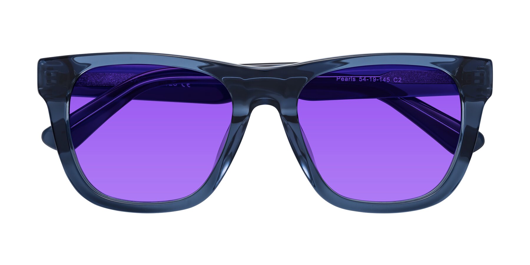 Folded Front of Pearls in Blue with Purple Tinted Lenses