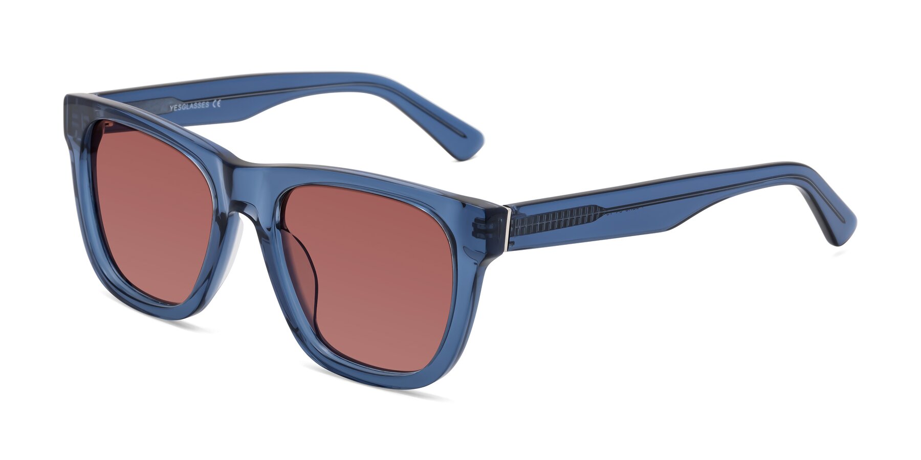 Angle of Pearls in Blue with Garnet Tinted Lenses