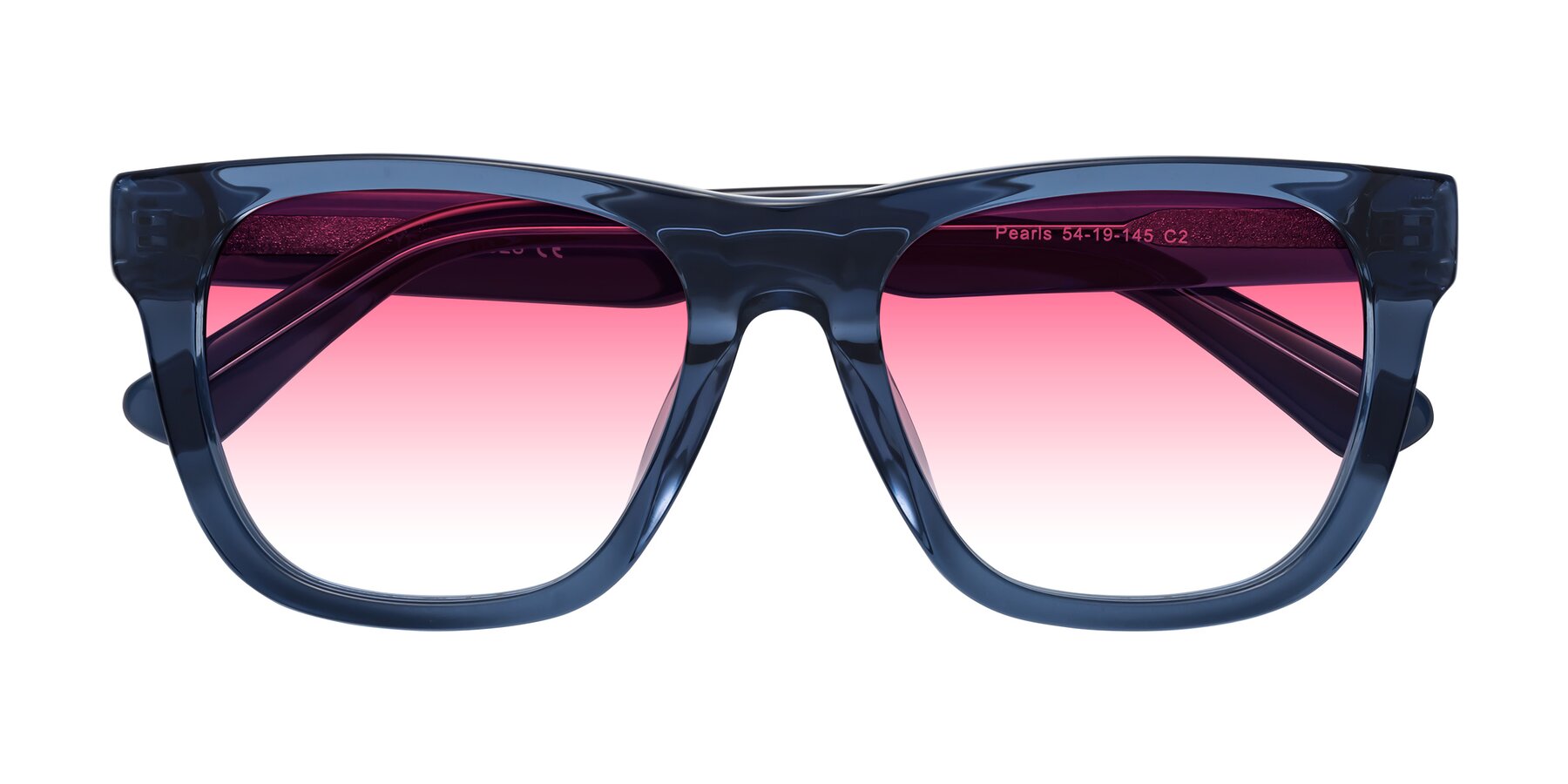 Folded Front of Pearls in Blue with Pink Gradient Lenses