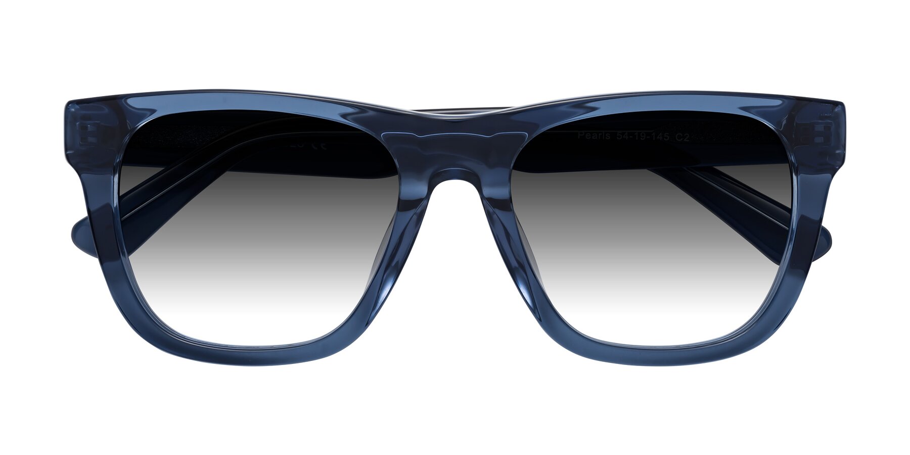 Folded Front of Pearls in Blue with Gray Gradient Lenses