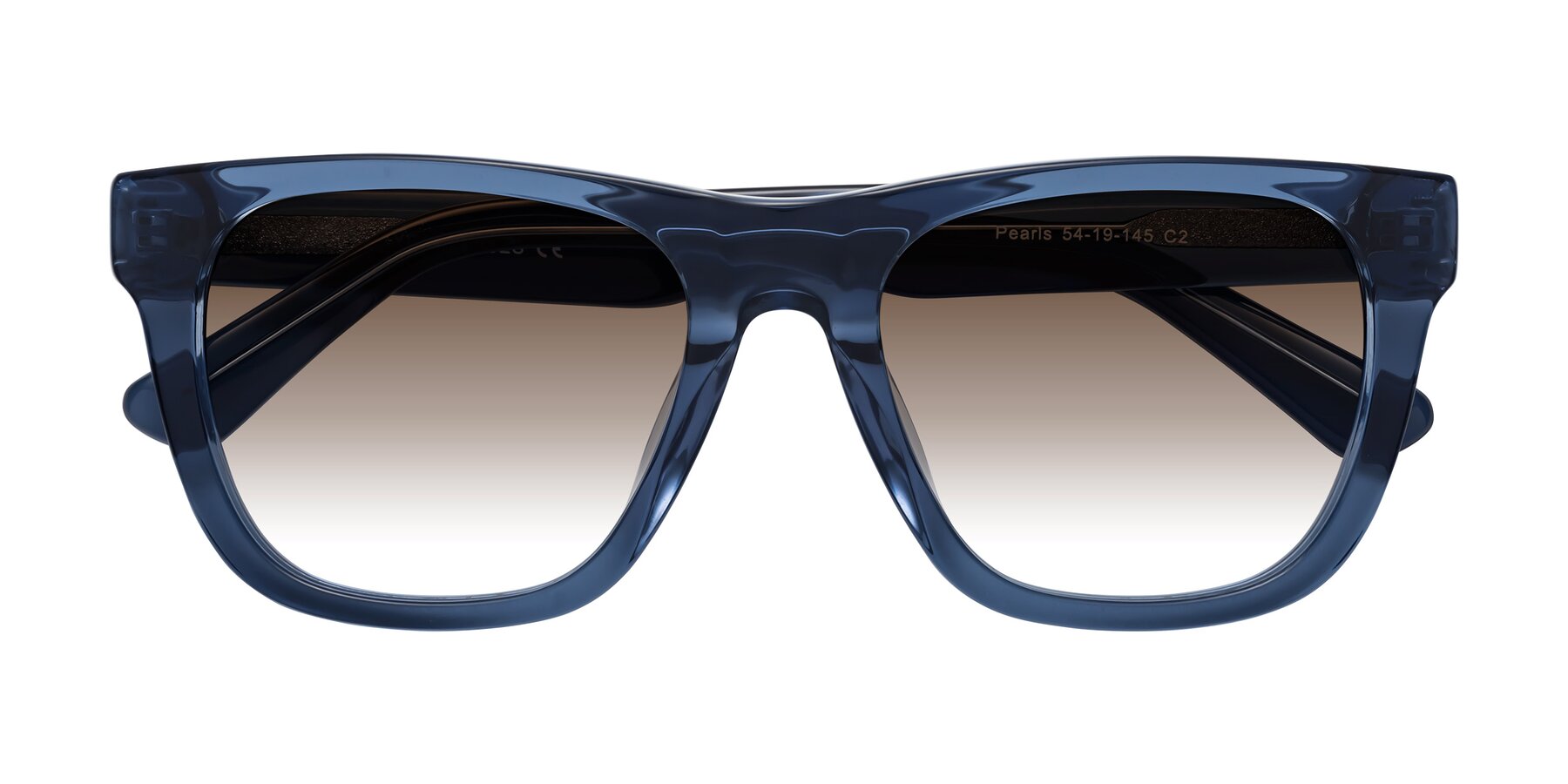 Folded Front of Pearls in Blue with Brown Gradient Lenses