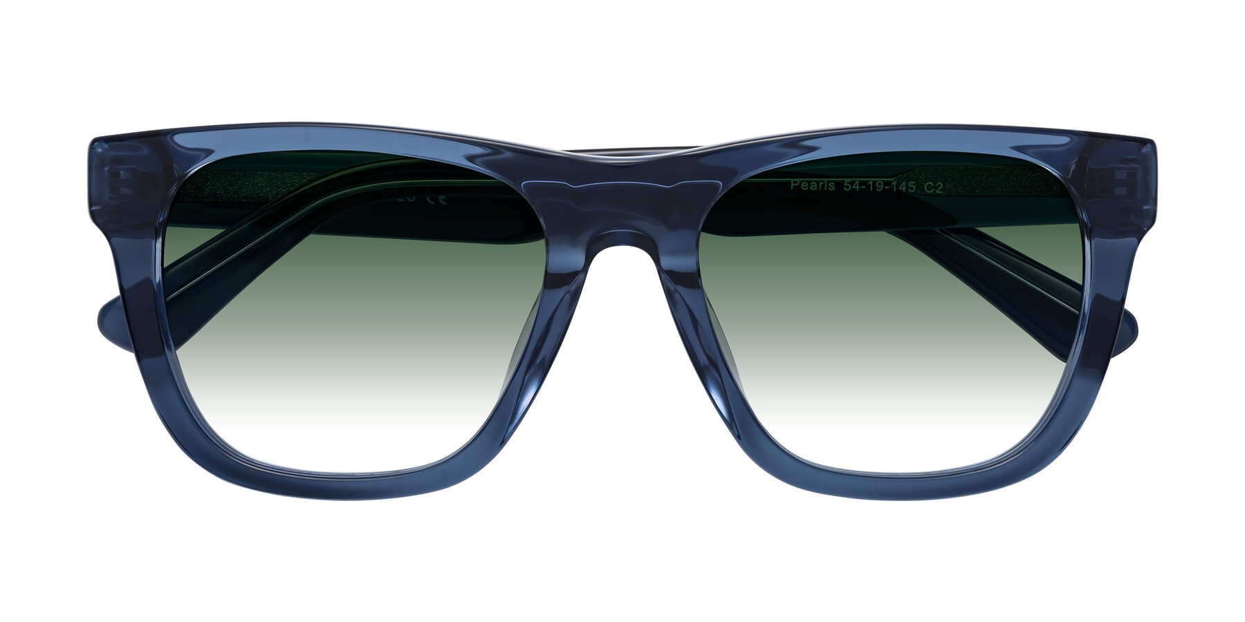 Folded Front of Pearls in Blue with Green Gradient Lenses