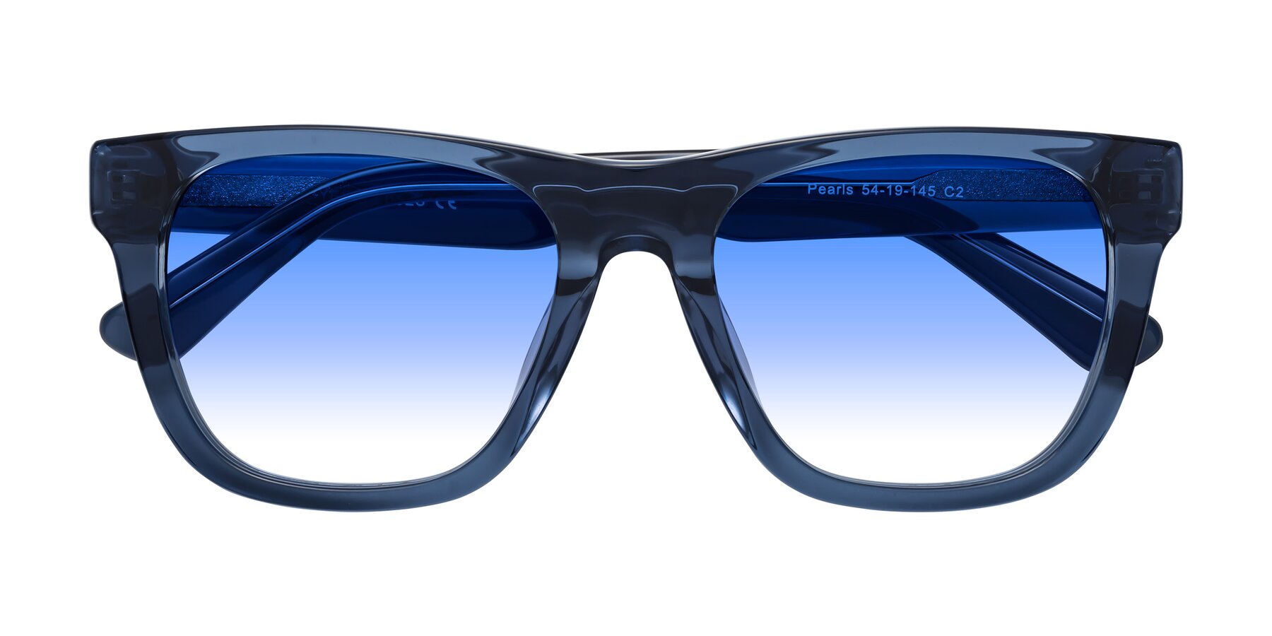 Folded Front of Pearls in Blue with Blue Gradient Lenses