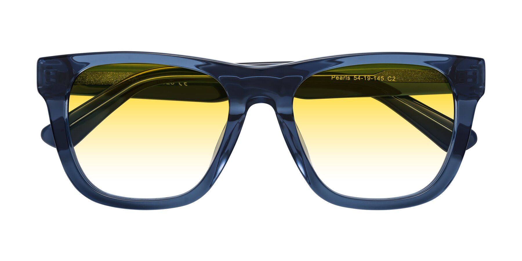 Folded Front of Pearls in Blue with Yellow Gradient Lenses