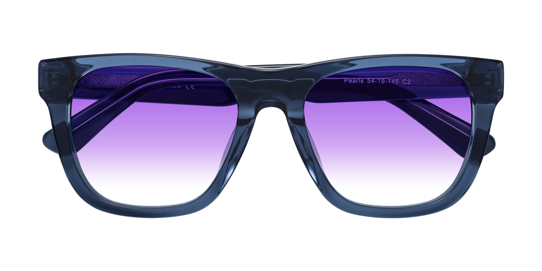 Folded Front of Pearls in Blue with Purple Gradient Lenses