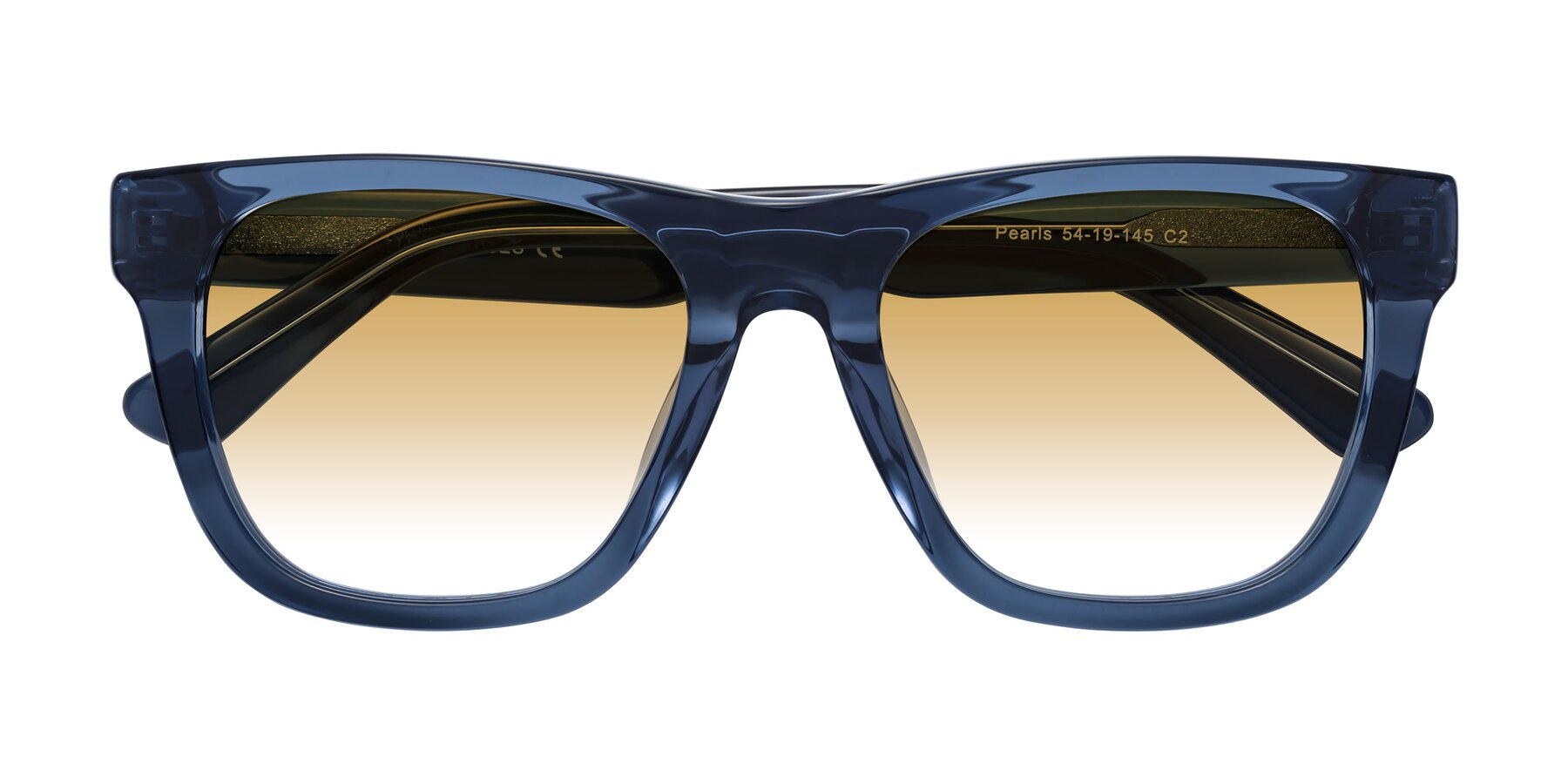 Folded Front of Pearls in Blue with Champagne Gradient Lenses