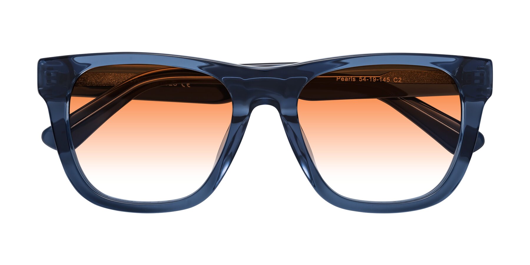 Folded Front of Pearls in Blue with Orange Gradient Lenses