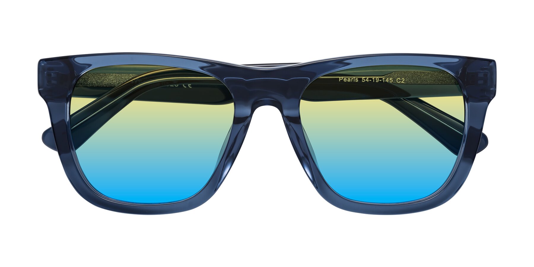 Folded Front of Pearls in Blue with Yellow / Blue Gradient Lenses