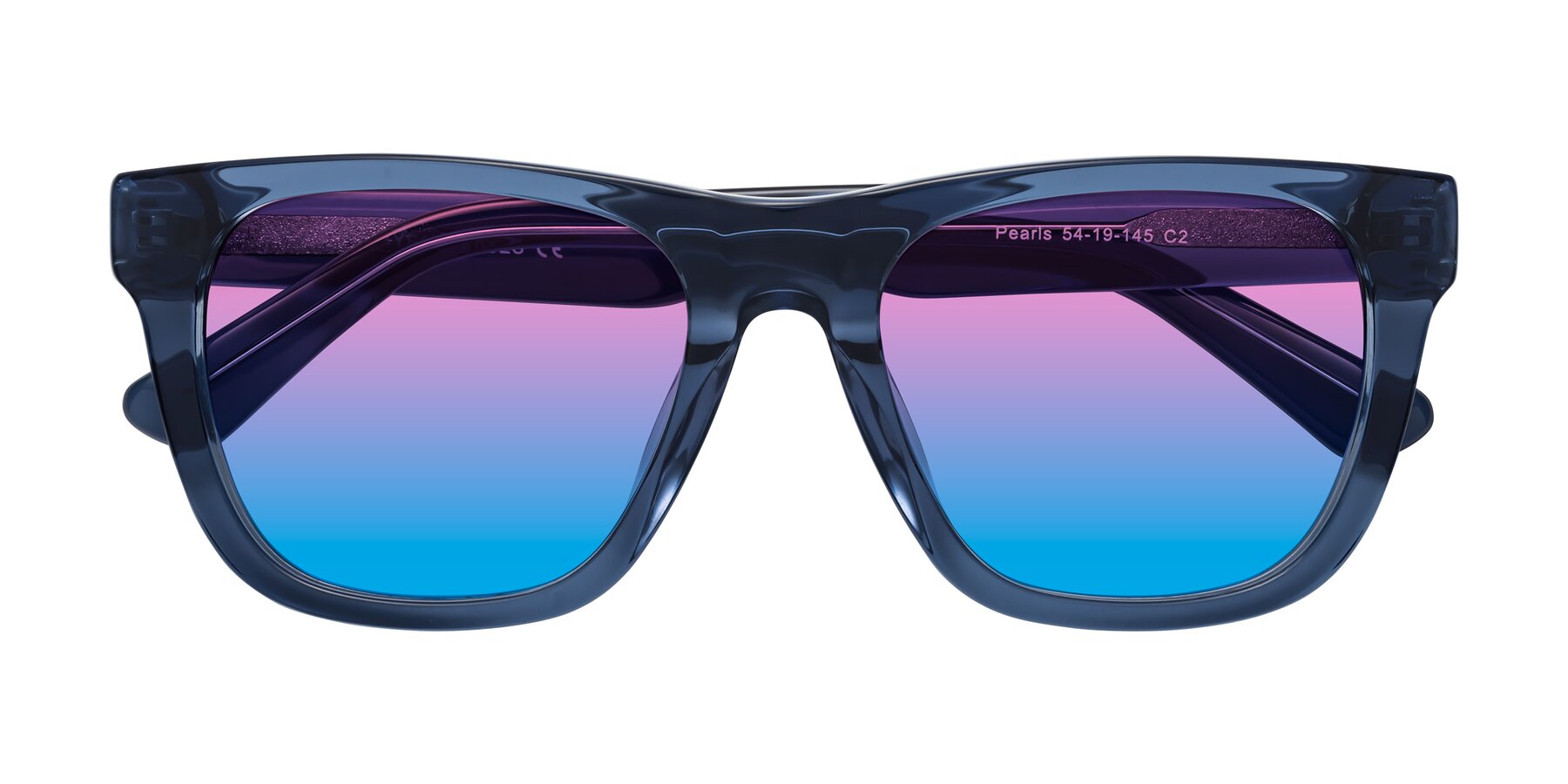 Folded Front of Pearls in Blue with Pink / Blue Gradient Lenses