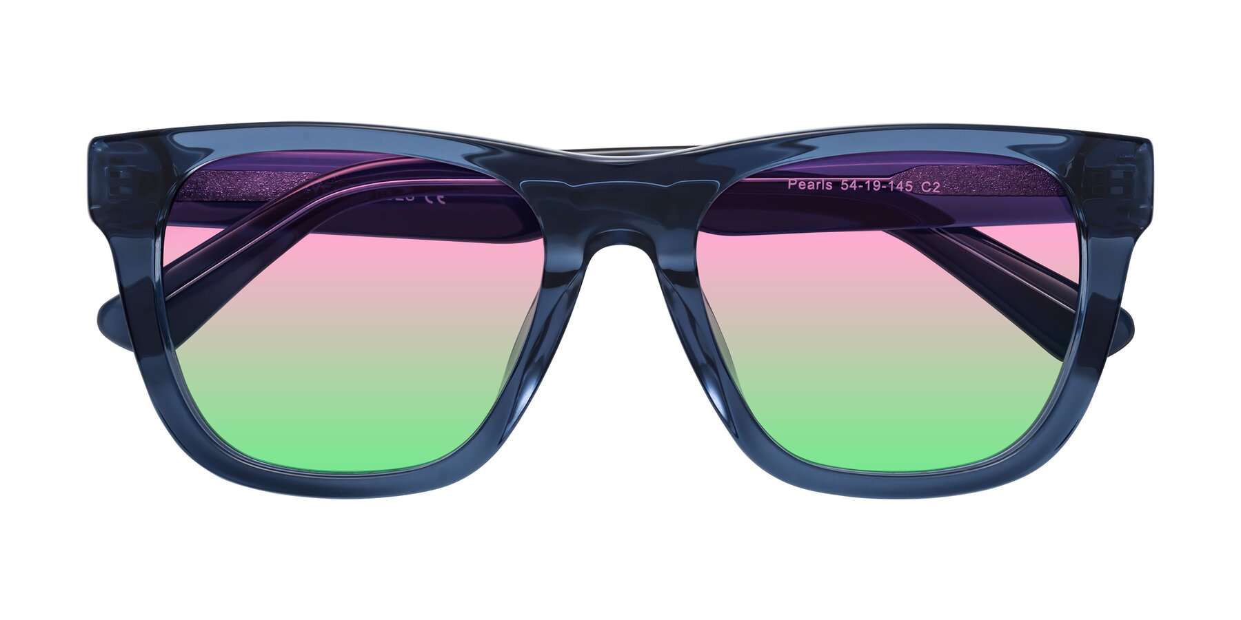 Folded Front of Pearls in Blue with Pink / Green Gradient Lenses