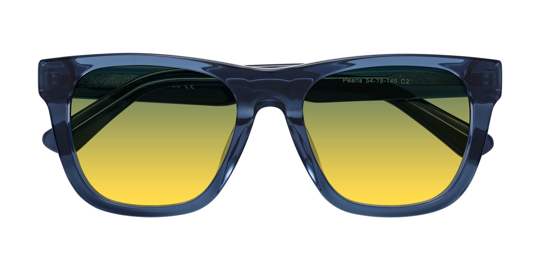 Folded Front of Pearls in Blue with Green / Yellow Gradient Lenses