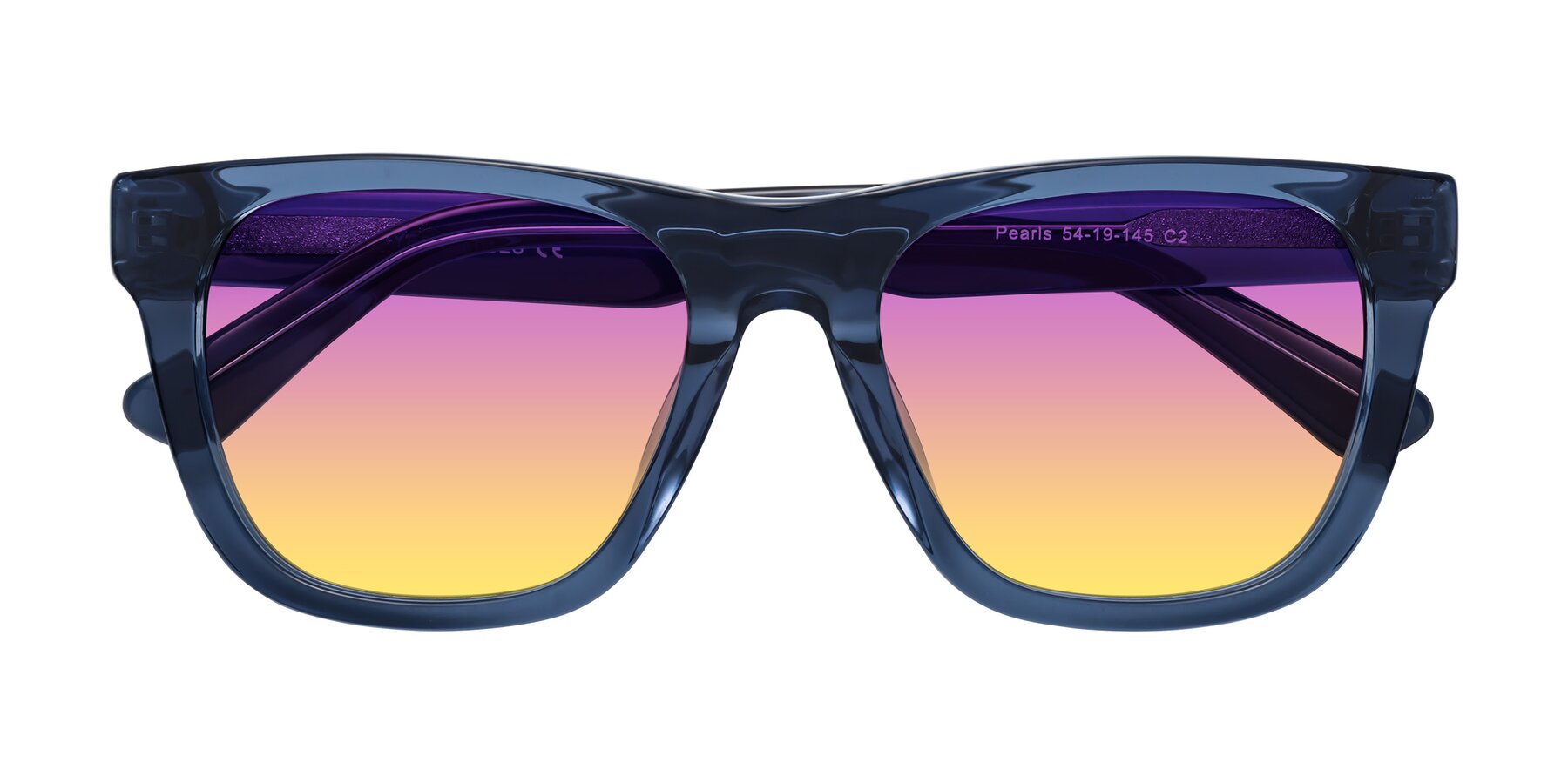 Folded Front of Pearls in Blue with Purple / Yellow Gradient Lenses