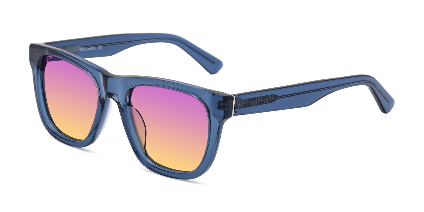 Angle of Pearls in Blue with Purple / Yellow Gradient Lenses