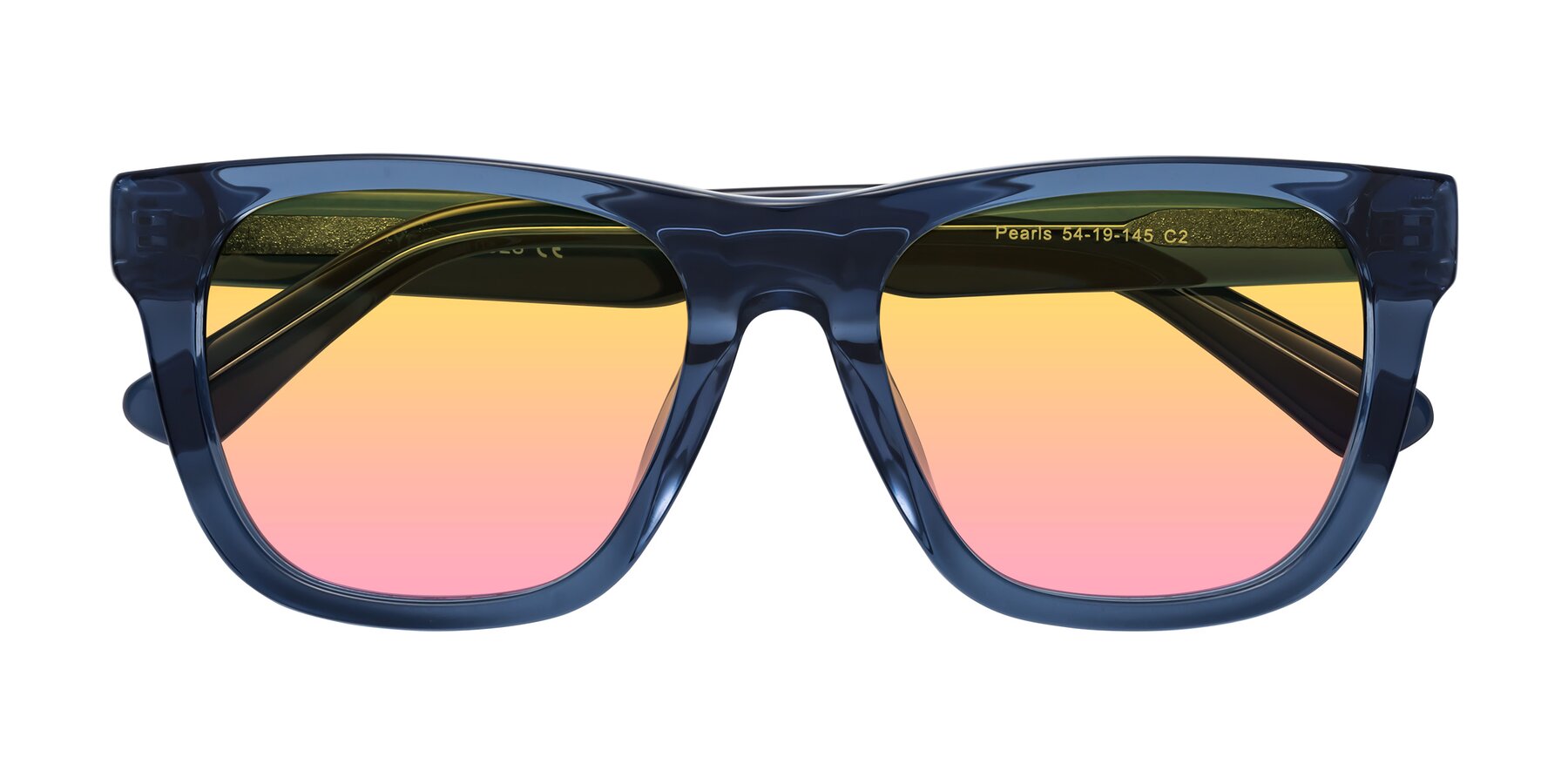 Folded Front of Pearls in Blue with Yellow / Pink Gradient Lenses