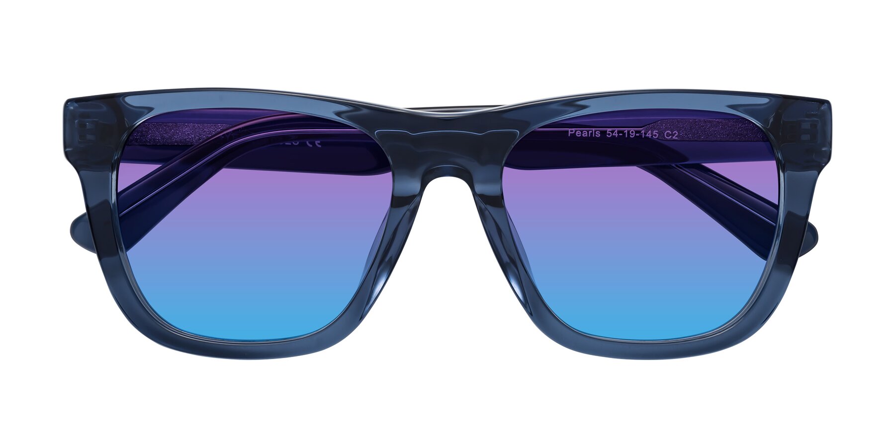 Folded Front of Pearls in Blue with Purple / Blue Gradient Lenses