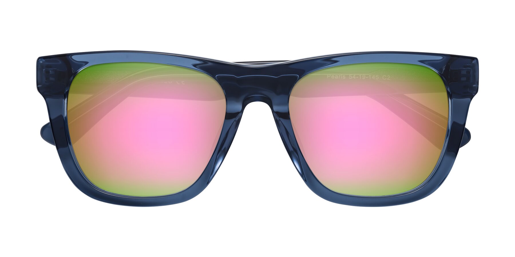 Folded Front of Pearls in Blue with Pink Mirrored Lenses