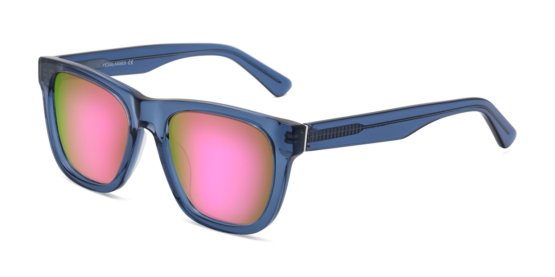 Angle of Pearls in Blue with Pink Mirrored Lenses