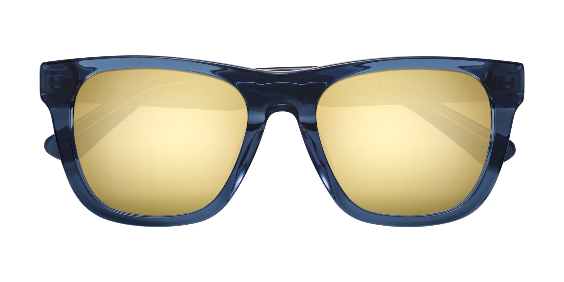 Folded Front of Pearls in Blue with Gold Mirrored Lenses