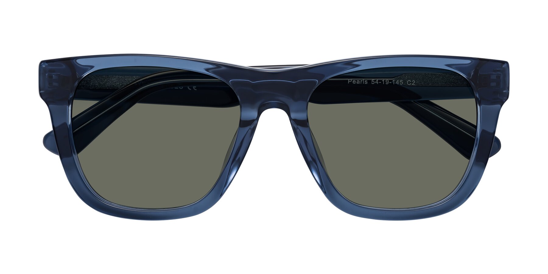 Folded Front of Pearls in Blue with Gray Polarized Lenses