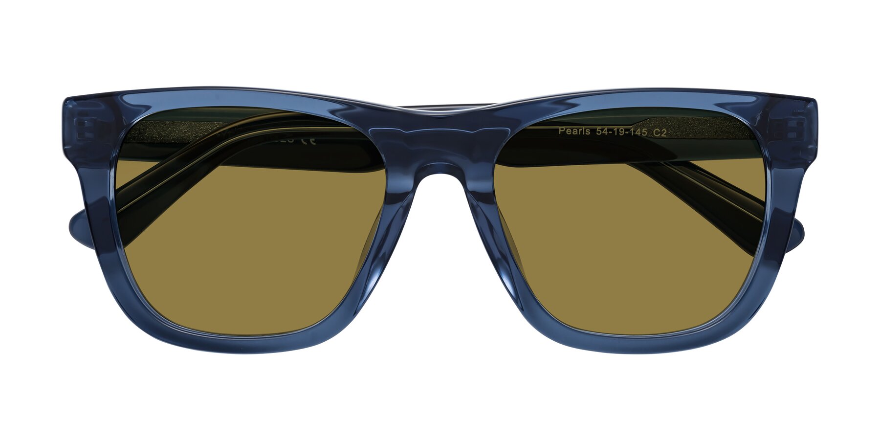 Folded Front of Pearls in Blue with Brown Polarized Lenses