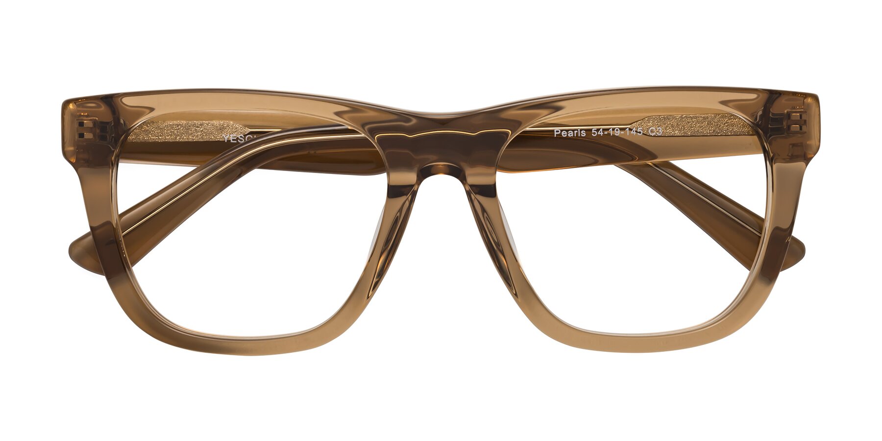 Folded Front of Pearls in Light Brown with Clear Blue Light Blocking Lenses