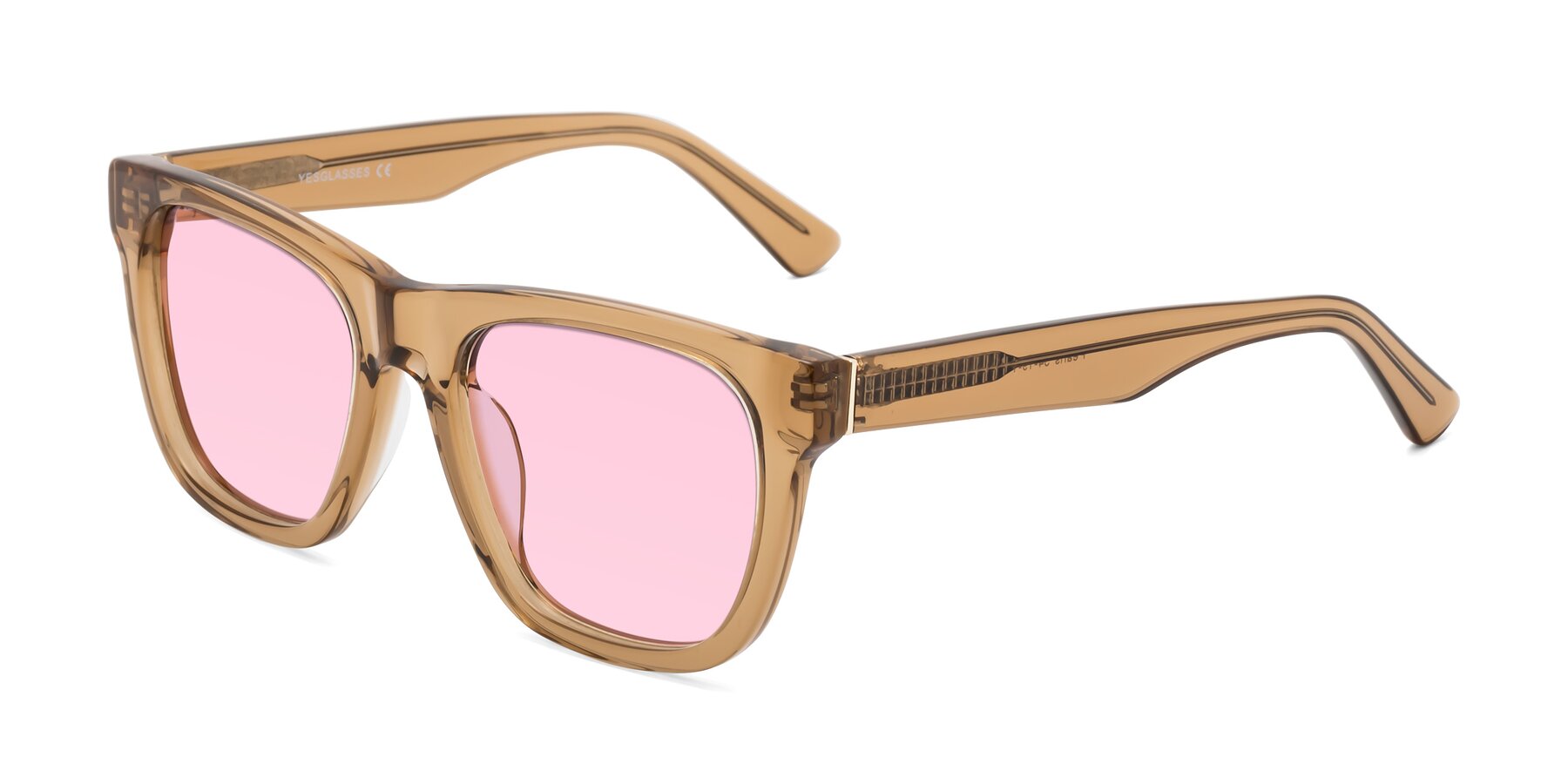 Angle of Pearls in Light Brown with Light Pink Tinted Lenses