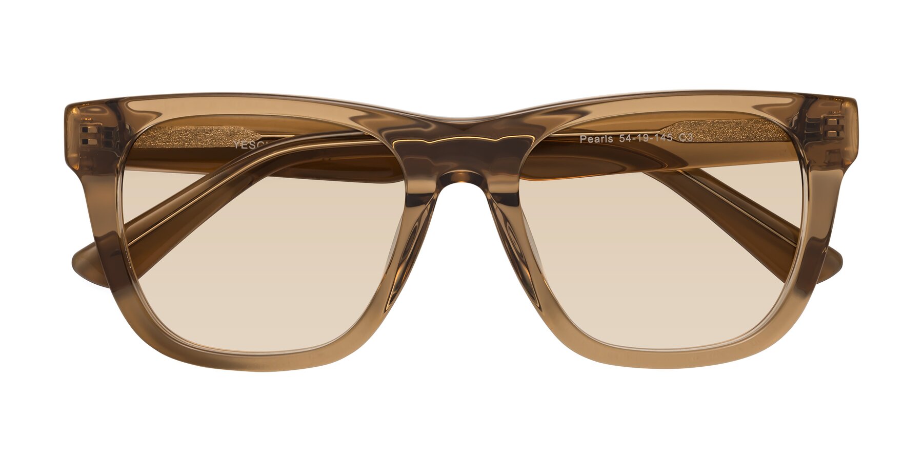 Folded Front of Pearls in Light Brown with Light Brown Tinted Lenses