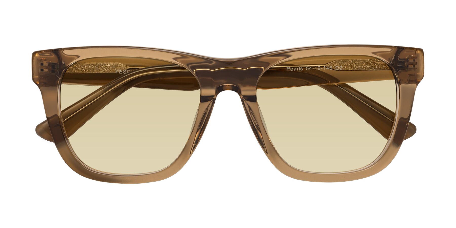 Folded Front of Pearls in Light Brown with Light Champagne Tinted Lenses