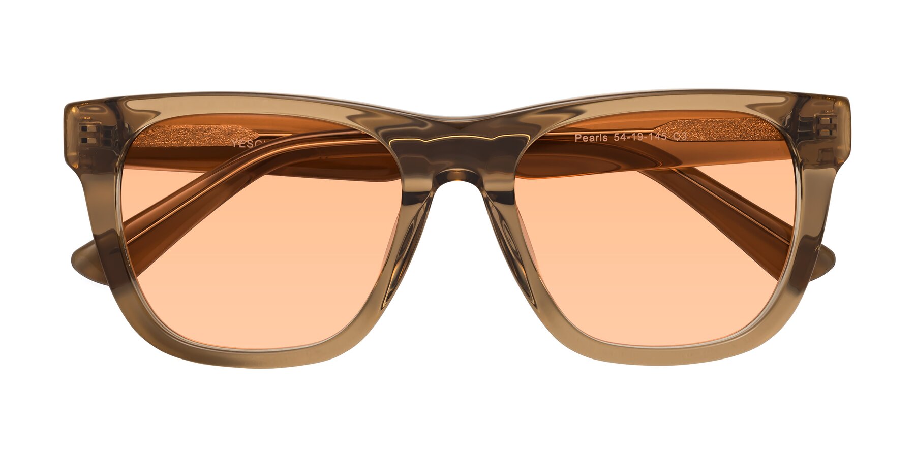 Folded Front of Pearls in Light Brown with Light Orange Tinted Lenses