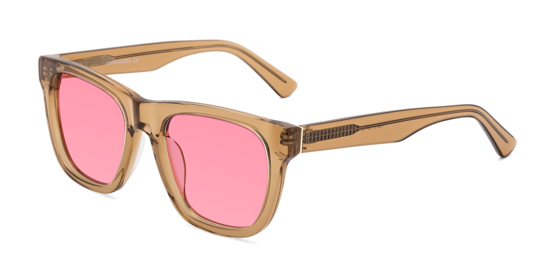 Angle of Pearls in Light Brown with Pink Tinted Lenses