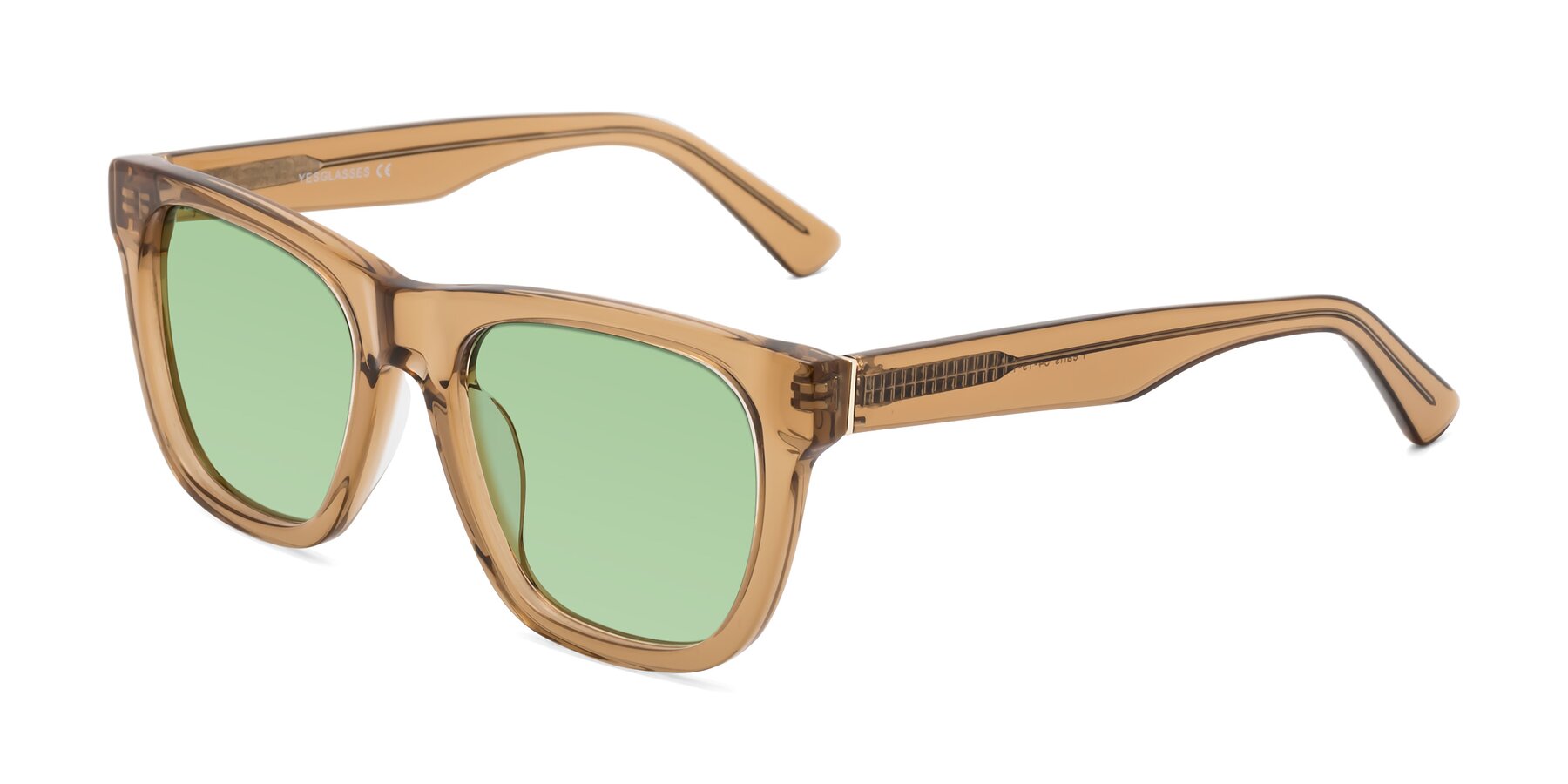 Angle of Pearls in Light Brown with Medium Green Tinted Lenses