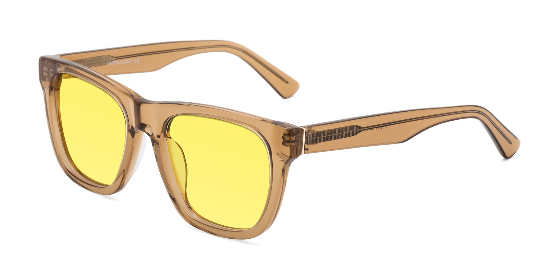 Angle of Pearls in Light Brown with Medium Yellow Tinted Lenses