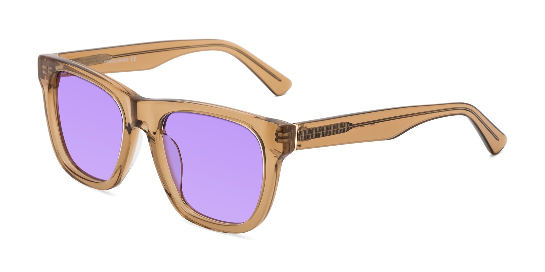 Angle of Pearls in Light Brown with Medium Purple Tinted Lenses