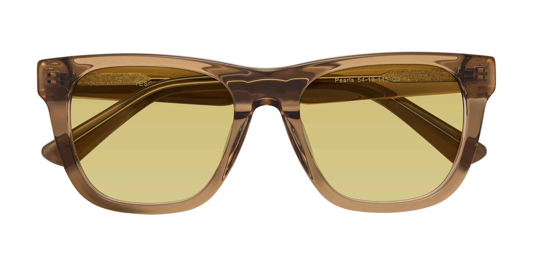 Folded Front of Pearls in Light Brown with Medium Champagne Tinted Lenses