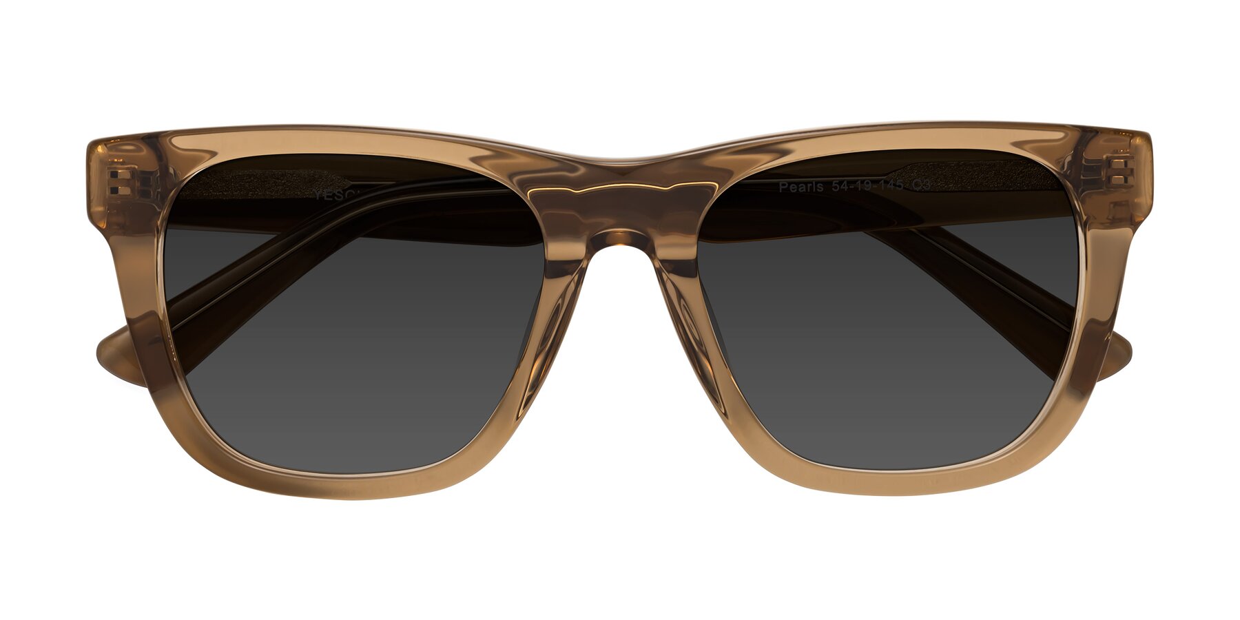 Folded Front of Pearls in Light Brown with Gray Tinted Lenses