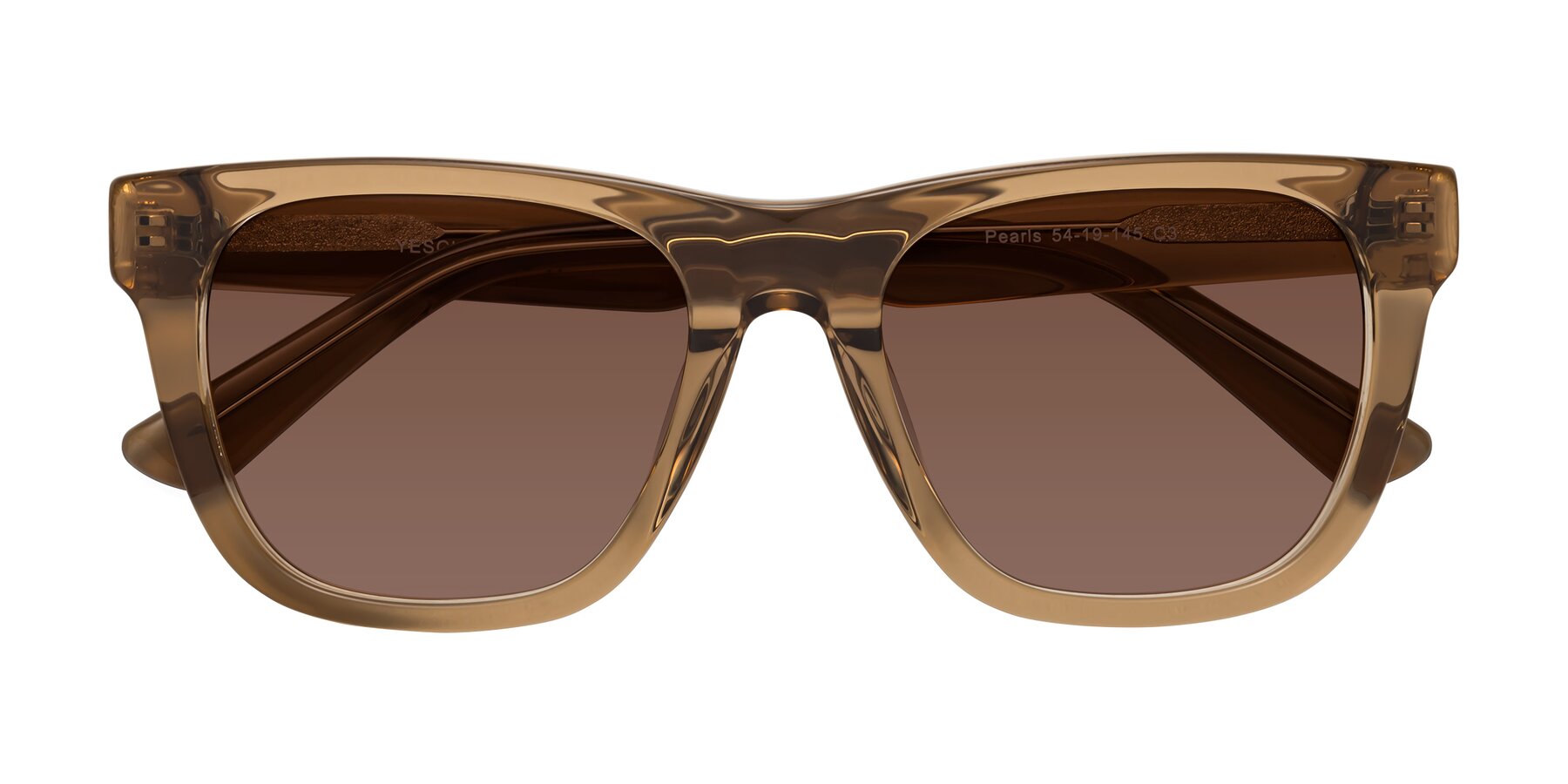 Folded Front of Pearls in Light Brown with Brown Tinted Lenses