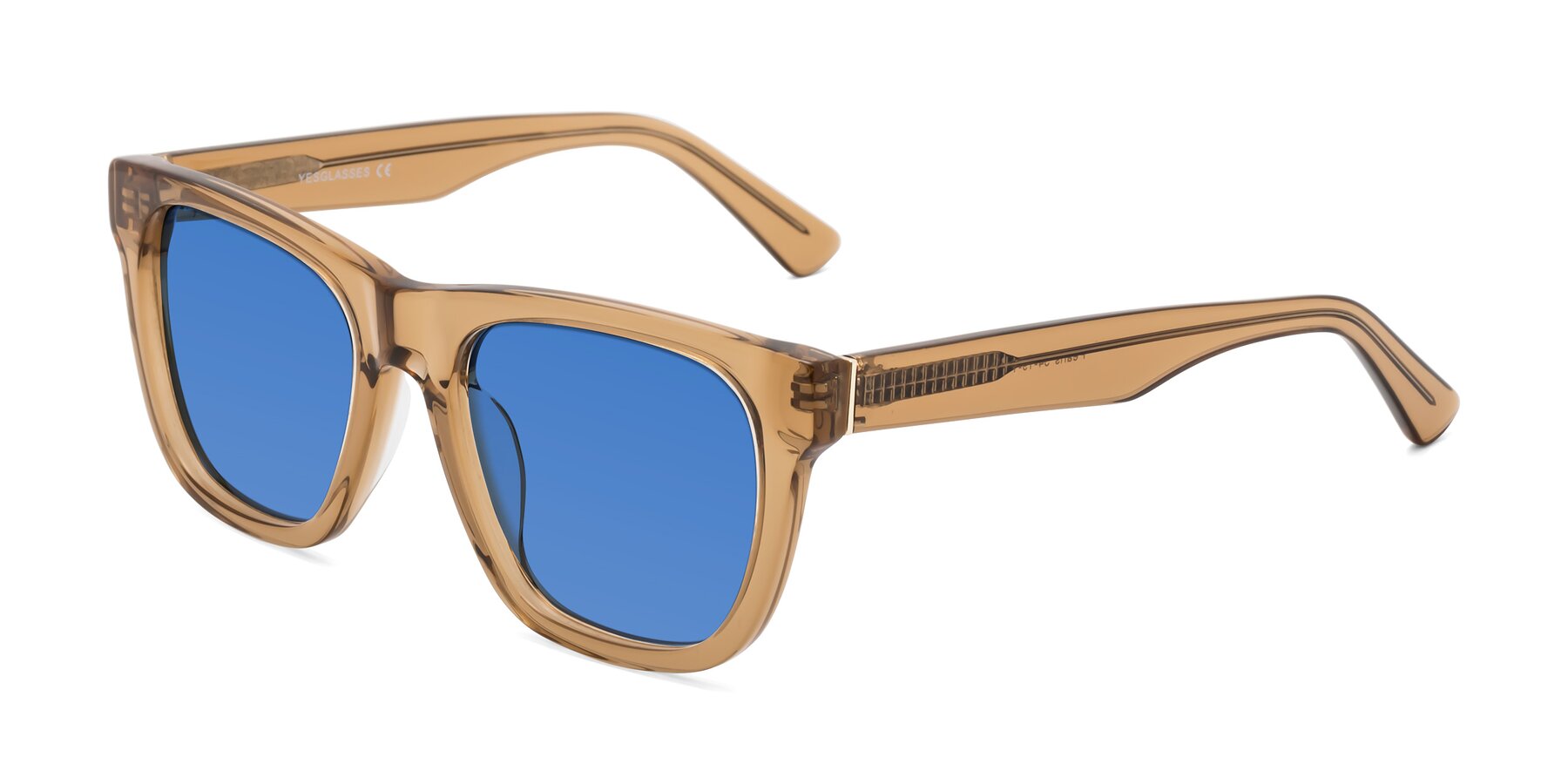 Angle of Pearls in Light Brown with Blue Tinted Lenses