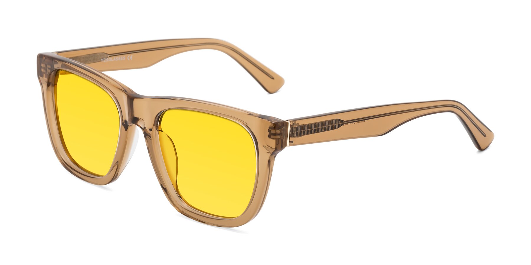 Angle of Pearls in Light Brown with Yellow Tinted Lenses