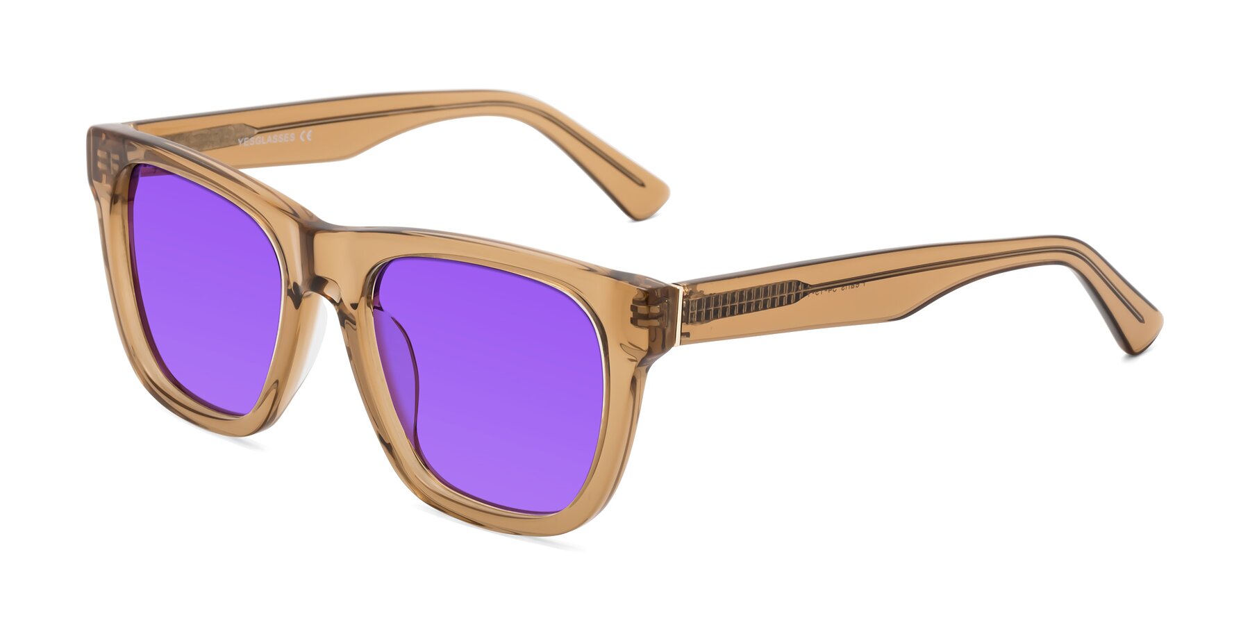 Angle of Pearls in Light Brown with Purple Tinted Lenses