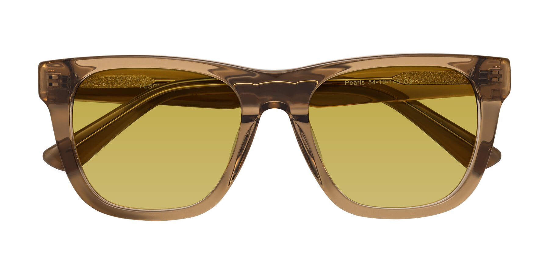 Folded Front of Pearls in Light Brown with Champagne Tinted Lenses